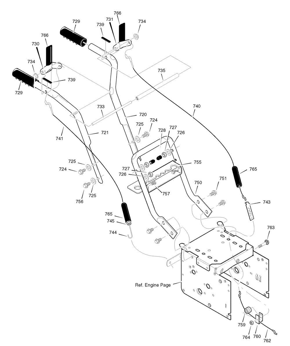 Handle Assembly Diagram and Parts List for 6271200X110-18-2830-88SN927 2007 Briggs and Stratton Snow Blower